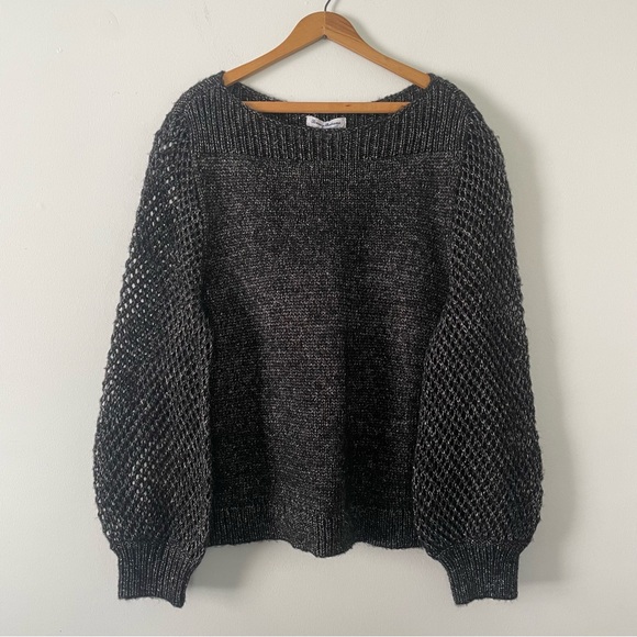 Tommy Bahama Sweaters - NWT New Tommy Bahama Black Metallic Shimmer Balloon Sleeve Knit Sweater